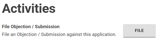 Screen capture of the File an objection function